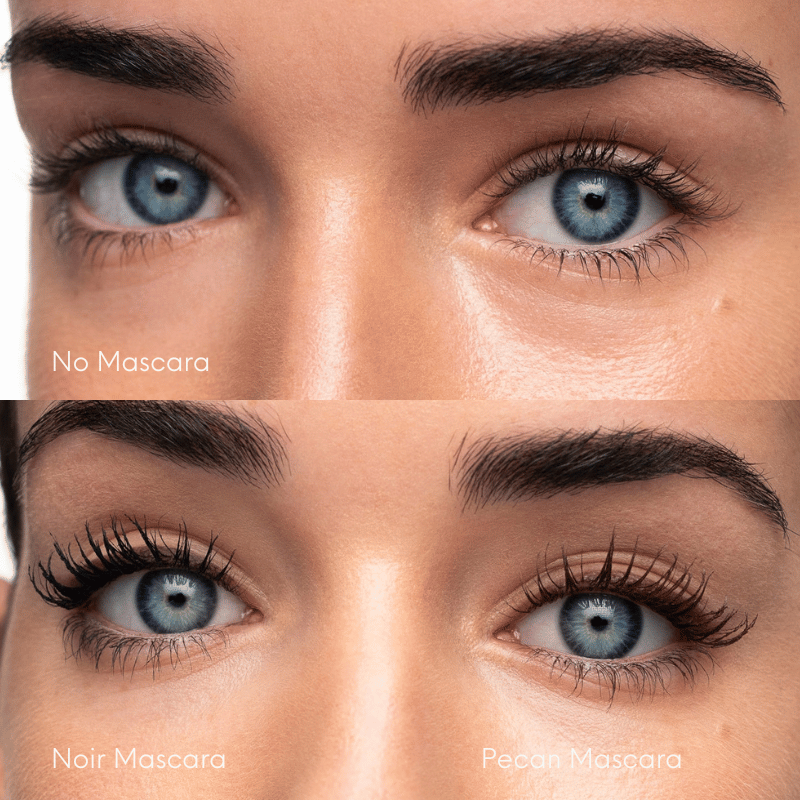 before and after black and brown Hildun mascara 