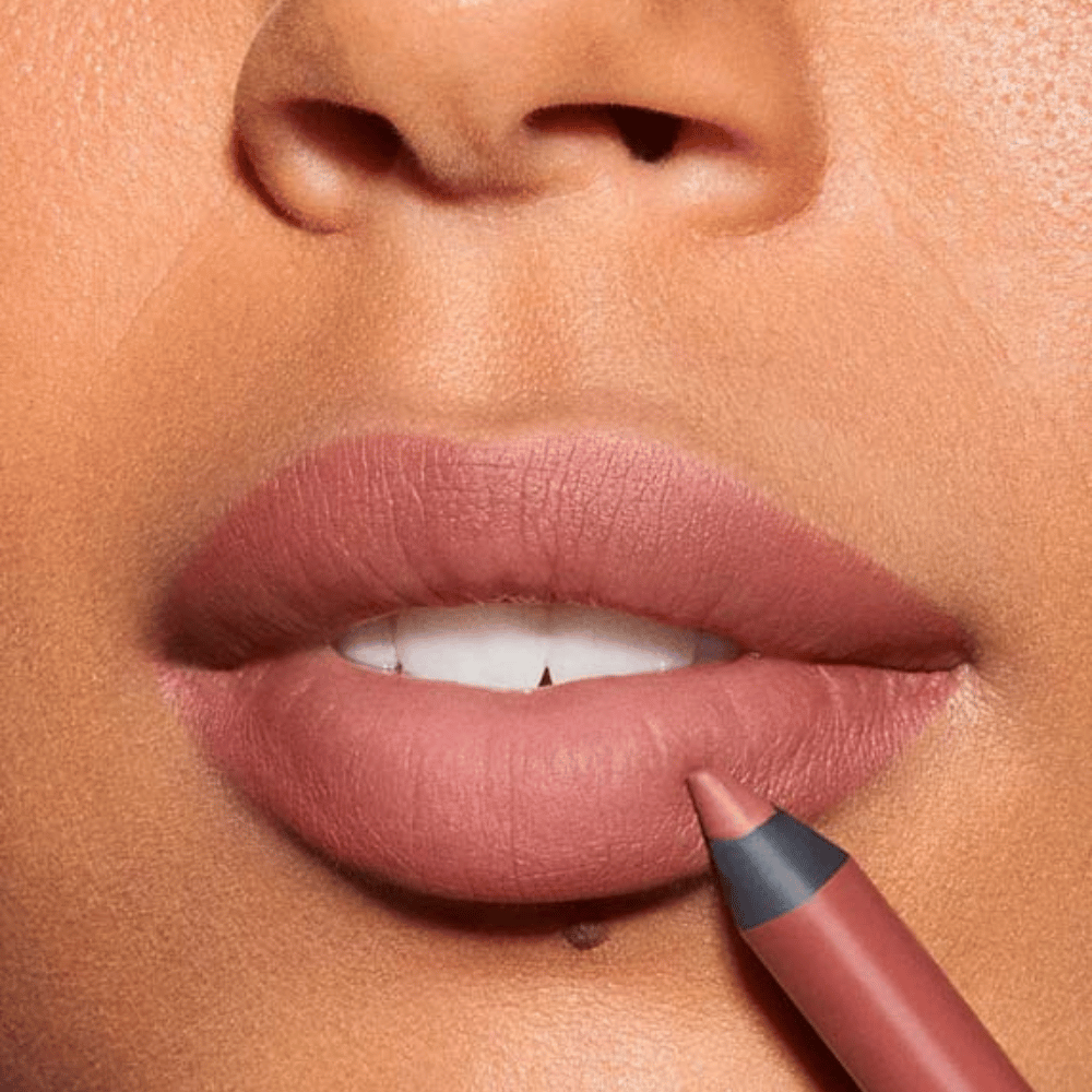 Close up of woman model applying Hildun Beauty Olivia Lip Liner
